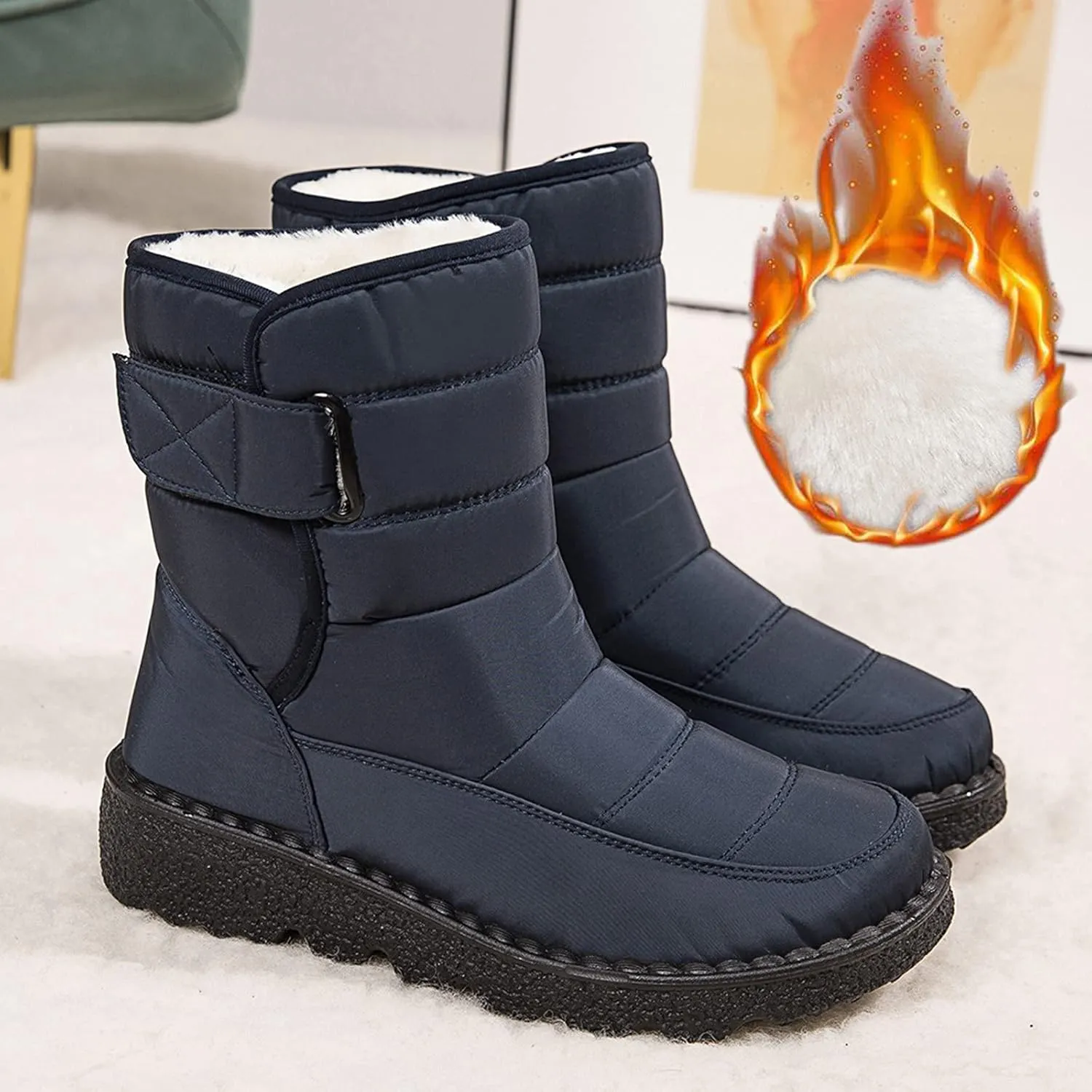 Slip on Snow Boots for Women Waterproof Insulated Ankle Snow Boots Women Slip ons Womens Slip on Winter Boots Ankle Womens Snow Shoes for Snowshoeing Womens Tall Leather Waterproof Boots