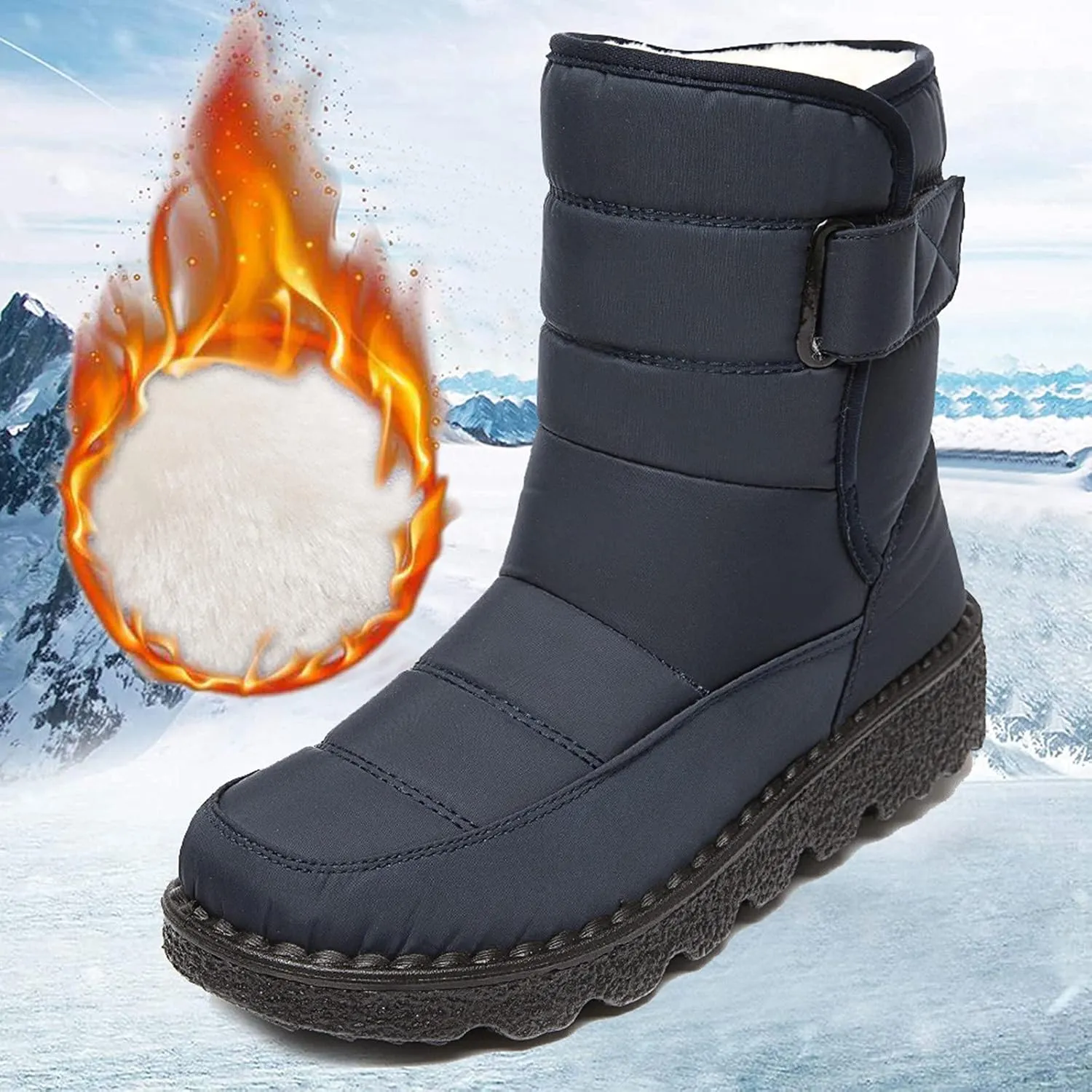 Slip on Snow Boots for Women Waterproof Insulated Ankle Snow Boots Women Slip ons Womens Slip on Winter Boots Ankle Womens Snow Shoes for Snowshoeing Womens Tall Leather Waterproof Boots