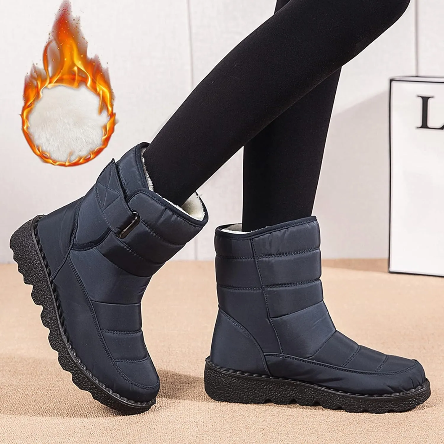 Slip on Snow Boots for Women Waterproof Insulated Ankle Snow Boots Women Slip ons Womens Slip on Winter Boots Ankle Womens Snow Shoes for Snowshoeing Womens Tall Leather Waterproof Boots