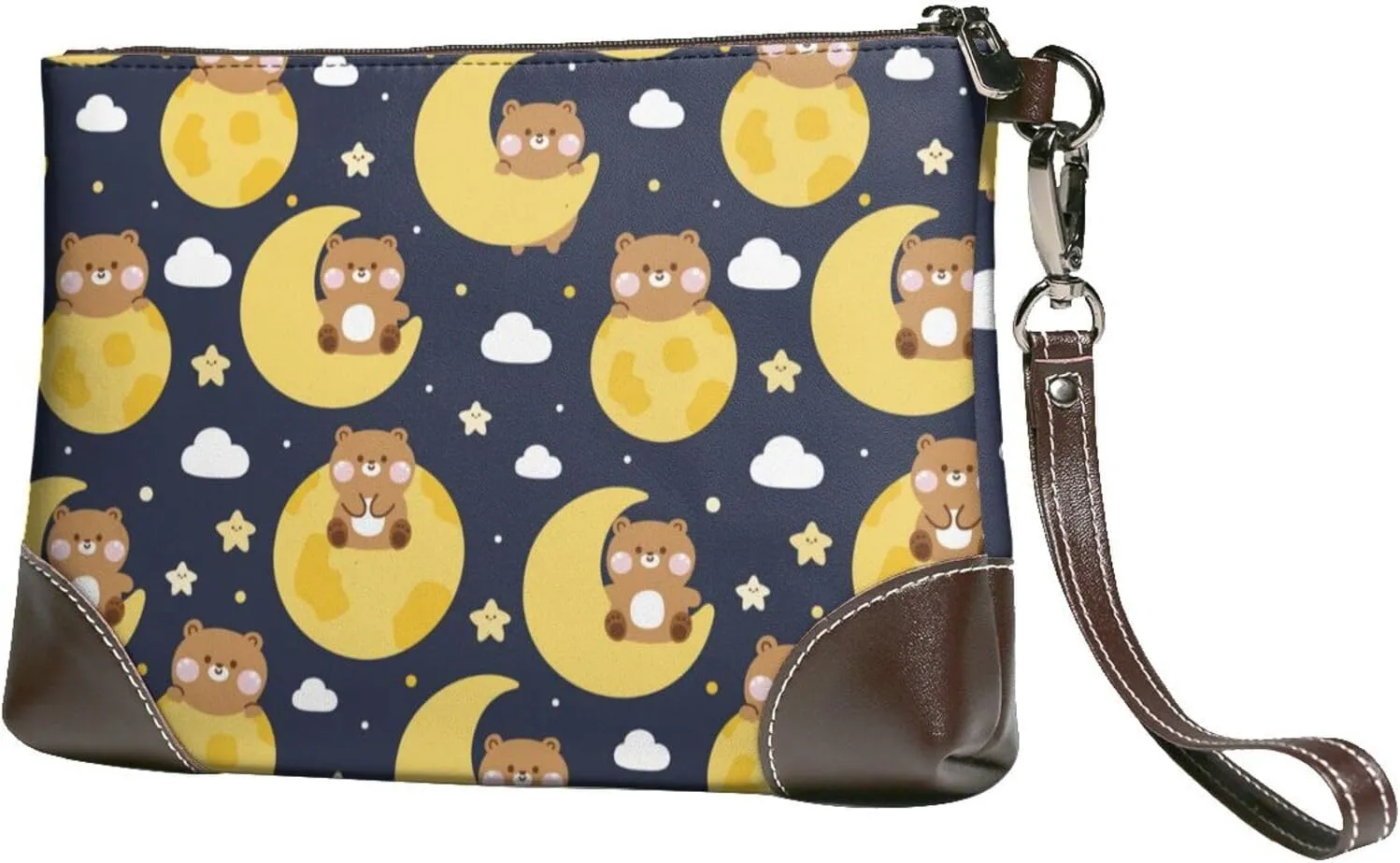 Small Clutch Purses for Women - Moon Bear Leather Wristlet Wallets for Women with Wrist Strap