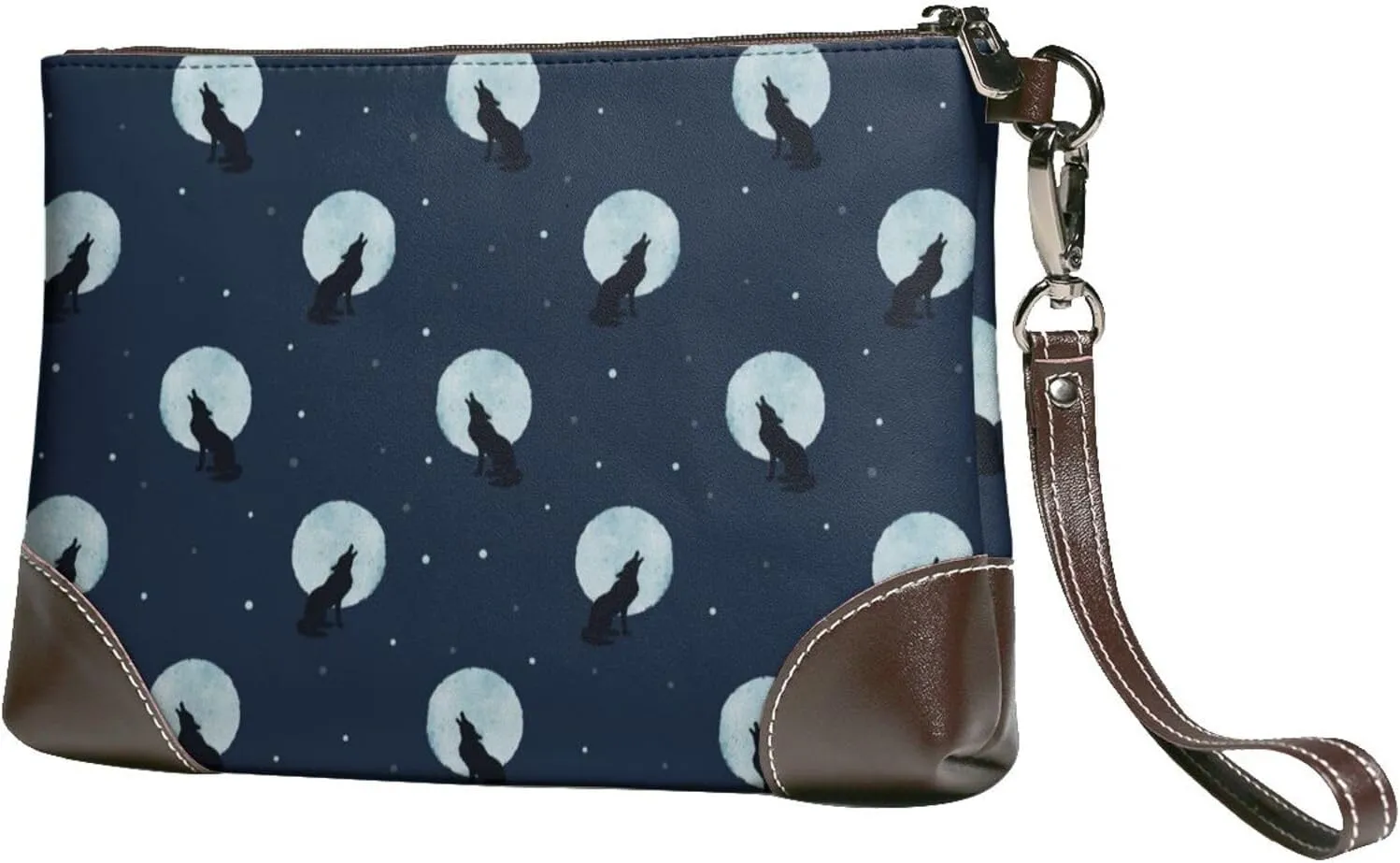 Small Clutch Purses for Women - Wolf And Moon Leather Wristlet Wallets for Women with Wrist Strap