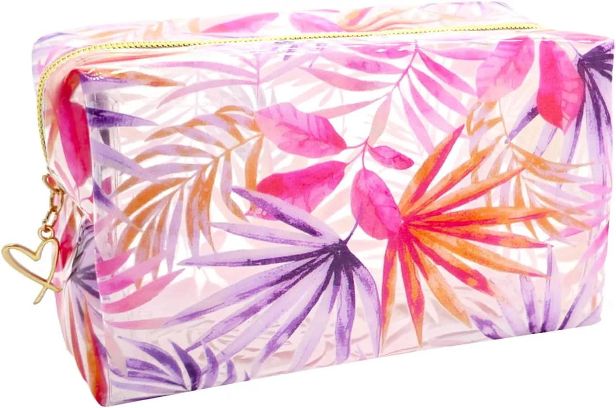 Small Cosmetic Bag Clear Makeup Bag Travel Make Up Organizer Case Women Printed Waterproof Cute Toiletry Bag Square Pouch for Transparent Purse