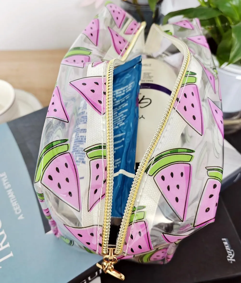 Small Cosmetic Bag Clear Makeup Bag Travel Make Up Organizer Case Women Printed Waterproof Toiletry Bag Square Pouch for Transparen Purse for Cute Pouch