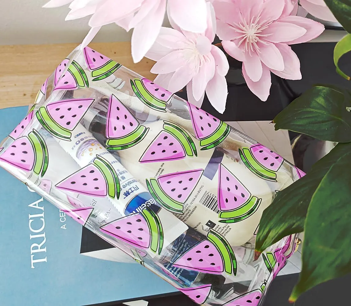 Small Cosmetic Bag Clear Makeup Bag Travel Make Up Organizer Case Women Printed Waterproof Toiletry Bag Square Pouch for Transparen Purse for Cute Pouch