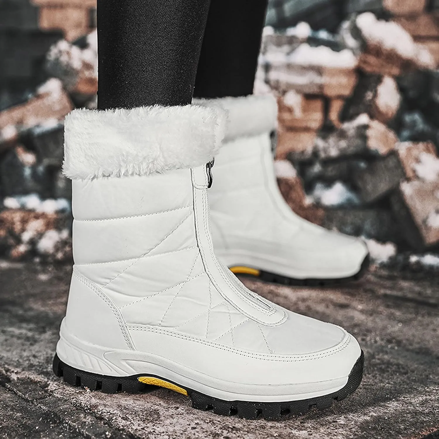 Snow Boots for Women Wide Calf Womens Winter Boots Size 12 Wide Calf Ladies Waterproof Snow Boots with Heels Brown Winter Boots for Women Leather Botas De Frio Para Mujer Bajita