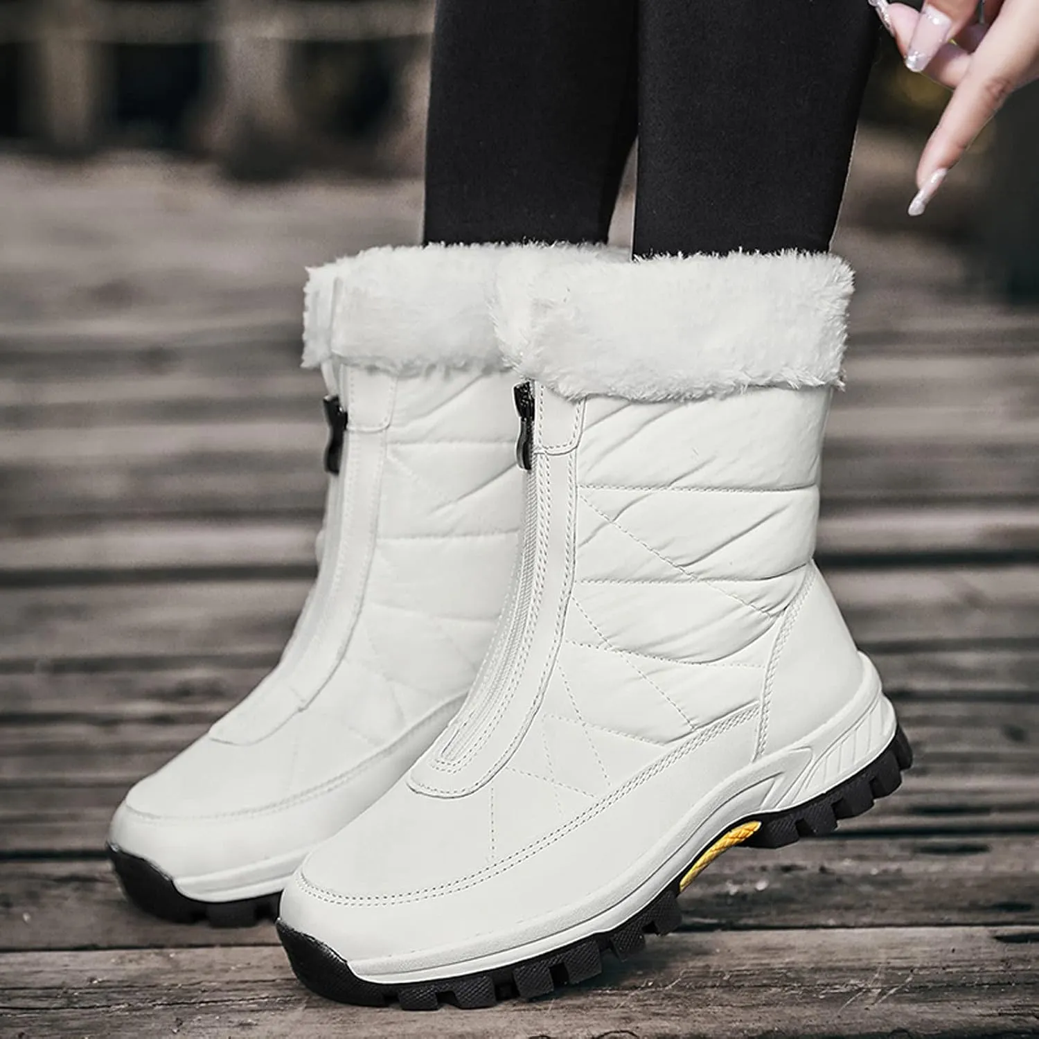 Snow Boots for Women Wide Calf Womens Winter Boots Size 12 Wide Calf Ladies Waterproof Snow Boots with Heels Brown Winter Boots for Women Leather Botas De Frio Para Mujer Bajita