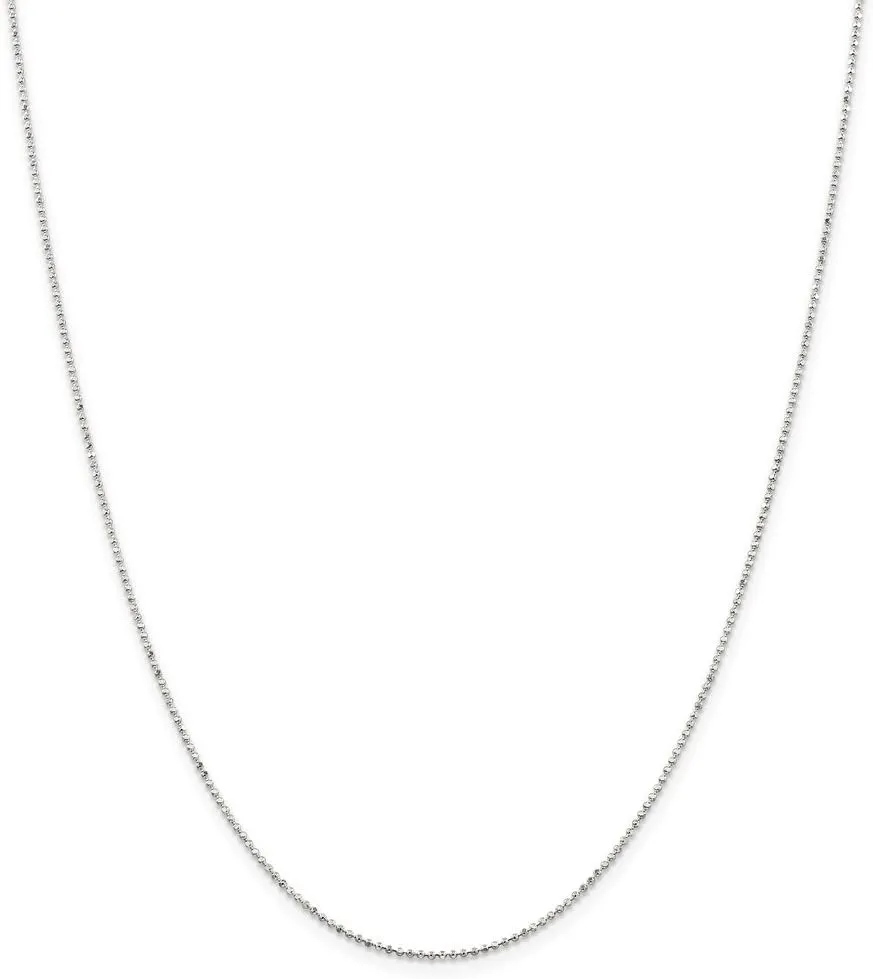 Solid 925 Sterling Silver 1.05mm Square Beaded Chain