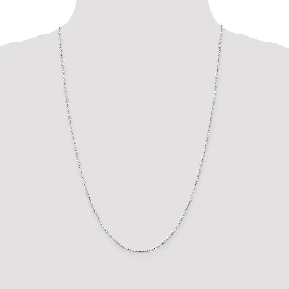 Solid 925 Sterling Silver 1.05mm Square Beaded Chain