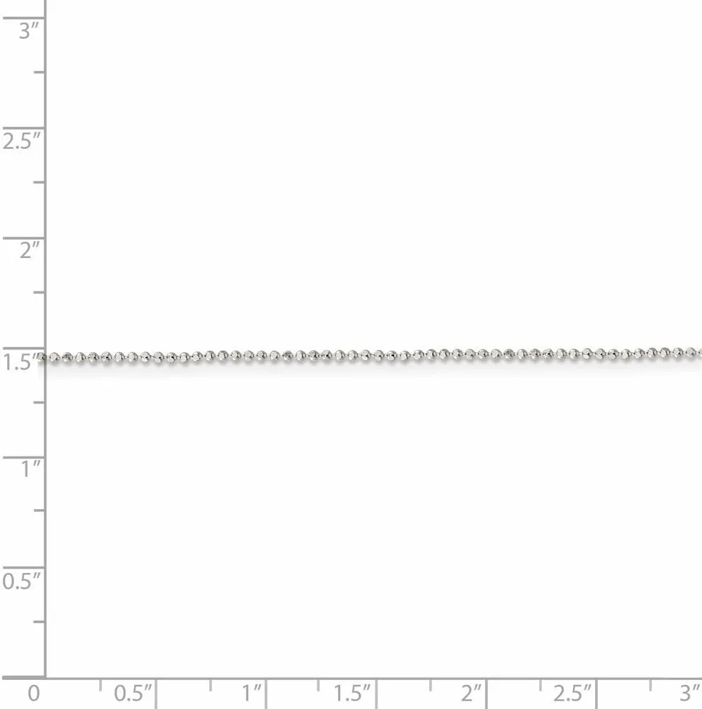 Solid 925 Sterling Silver 1.05mm Square Beaded Chain