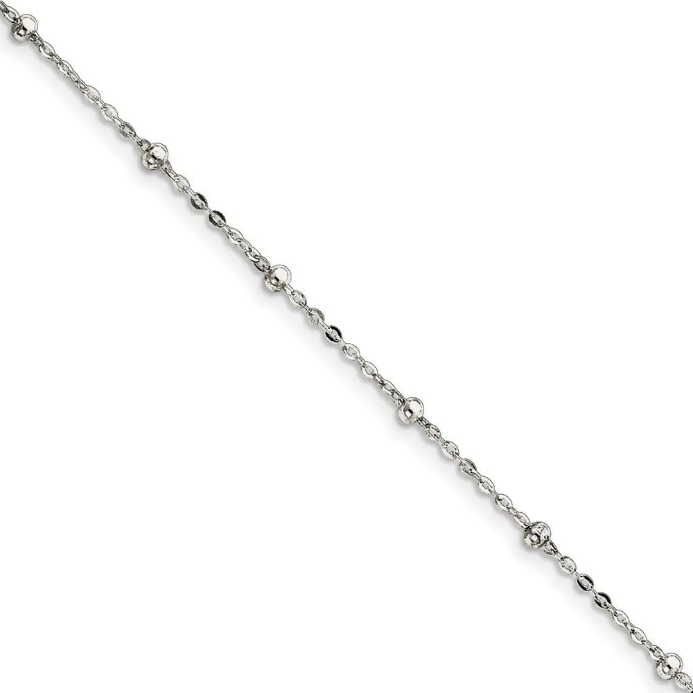 Solid 925 Sterling Silver 1mm Beaded Chain