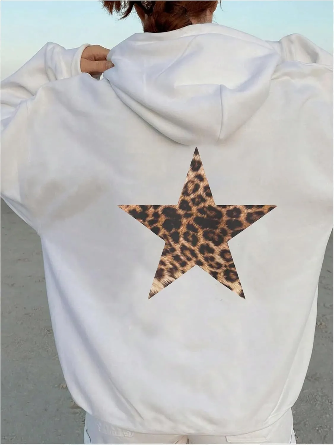 SOLY HUX Women's Oversized Hoodies Graphic Leopard Print Drawstring Long Sleeve Sweatshirt Pullover Top