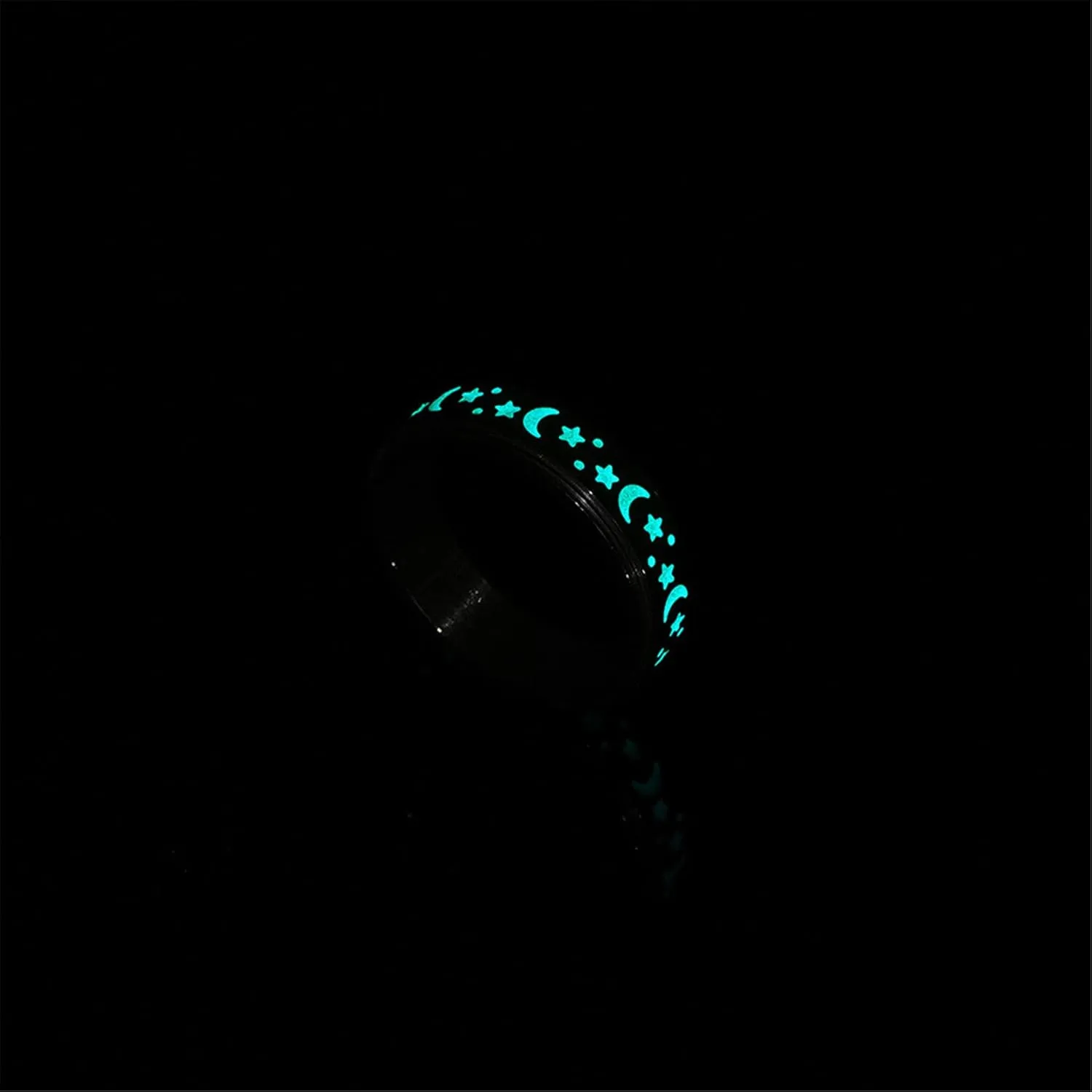 Spinner Rings, Stainless Steel Spinner Ring Moon and Star Fidget Ring Jewelry Engagement Promise Luminous Ring for Women Men