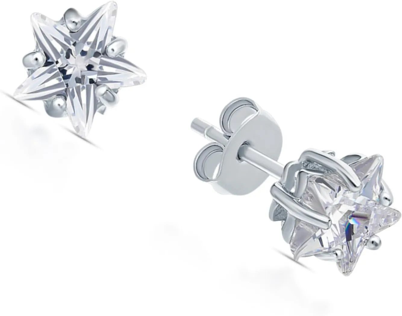 Star Shaped Diamond set Earrings, 14k Gold Star Diamond (4.00ct) Stud, Starry Ear studs, Solitaire Earring, Fashion Party Jewelry.