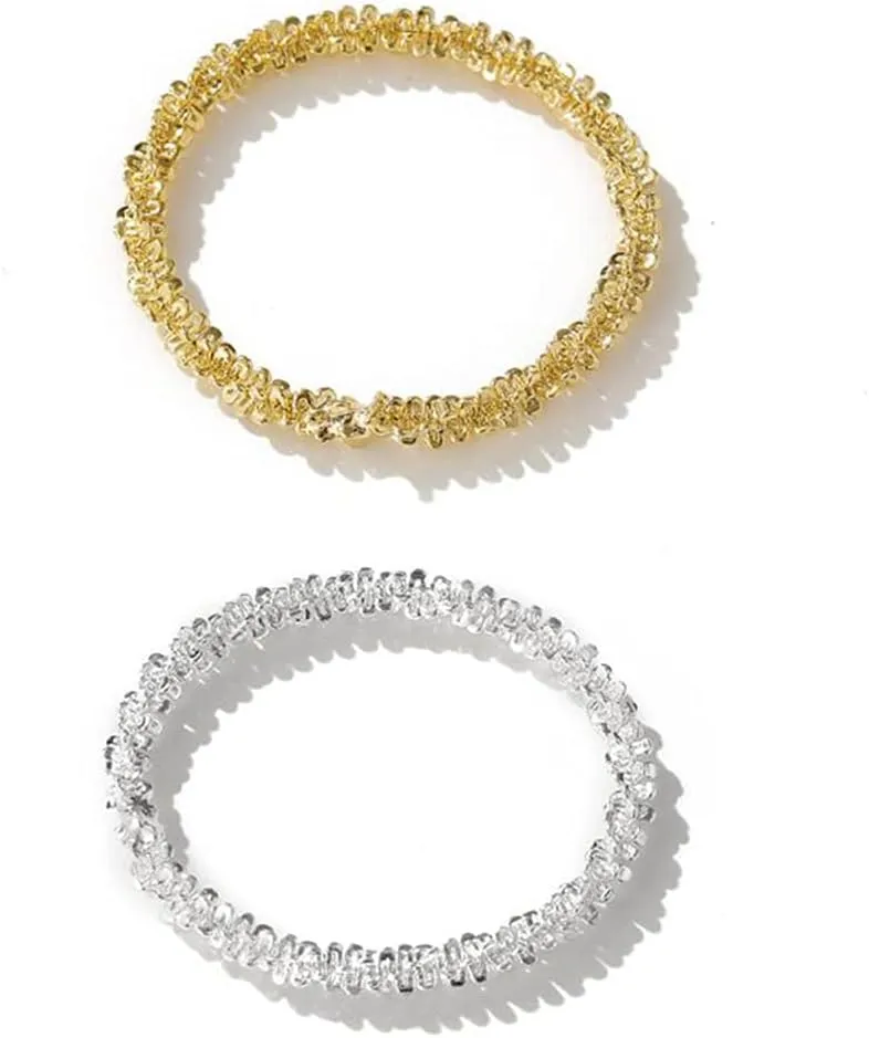 Starry Sparkling Ring Simple Golden Silver Stackable Ring Set Jewelry