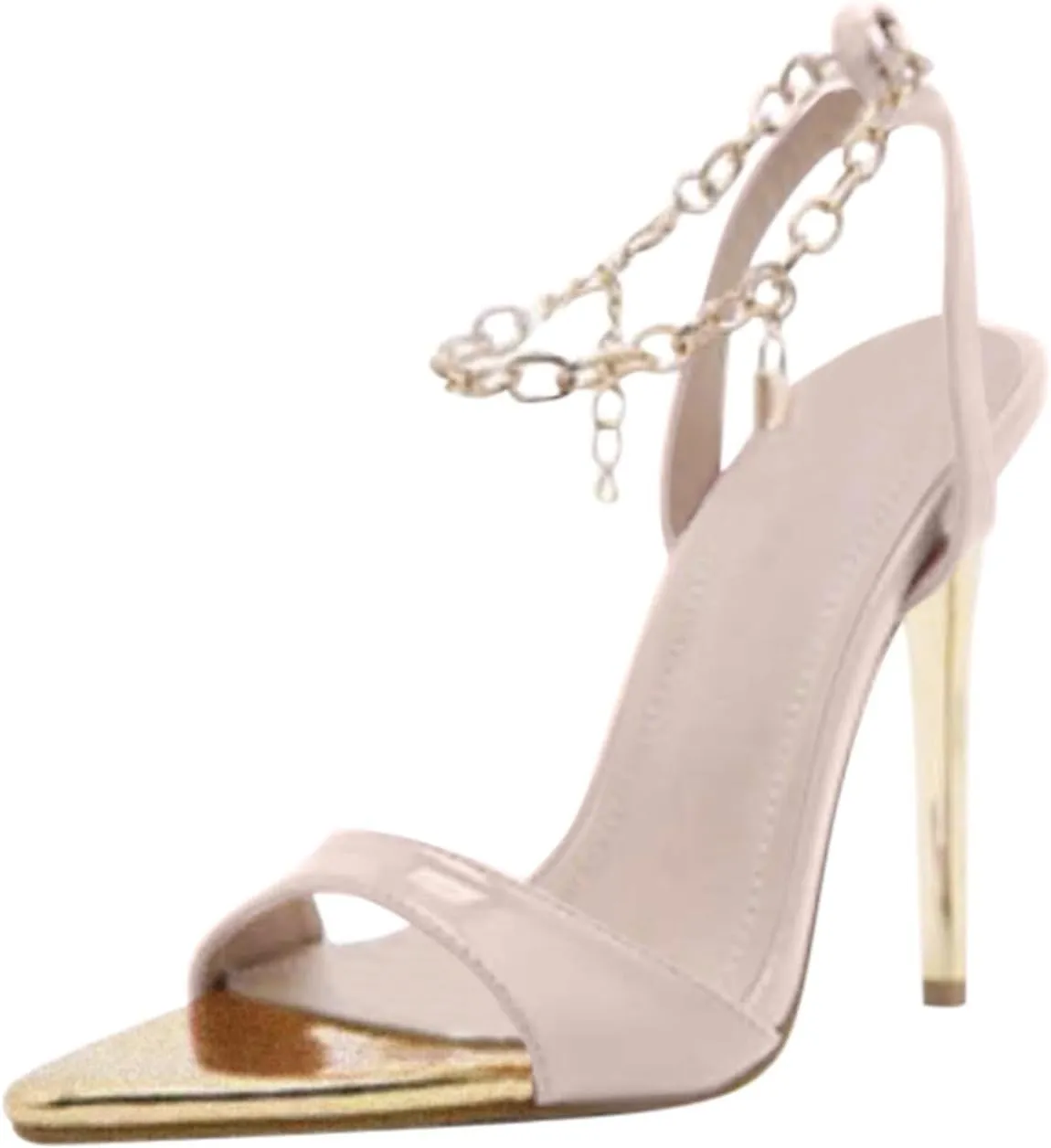 Stiletto Strappy Heels for Women Open Pointed Toe Keychain Strap Soft Party Dressy Shoes