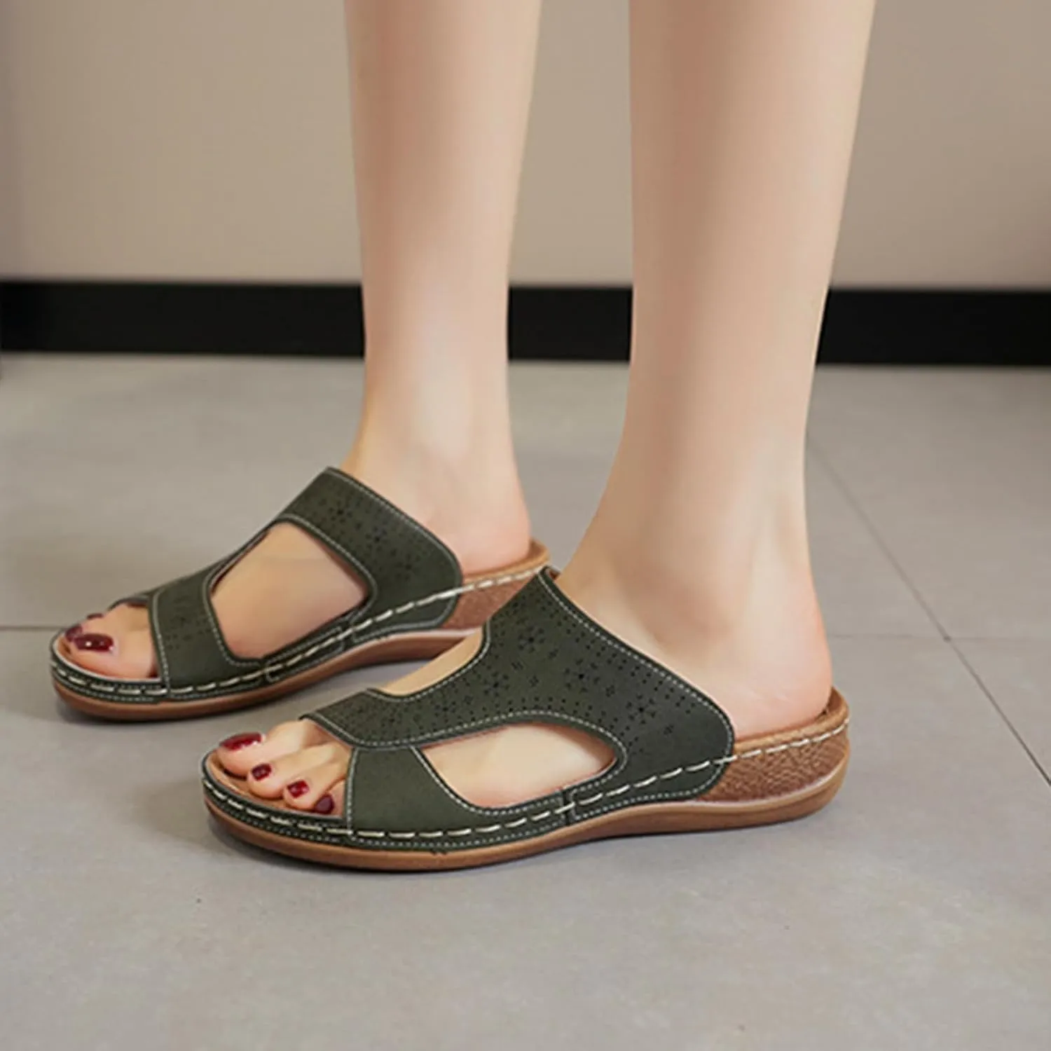 Summer Sandals for Women 2025 with Arch Support Dress Sandals Platform Shoes Slip on Sandal Open Toe Shoes Comfortable Dressy Sandal Soft & Stylish Wedge Slippers for Women 2025