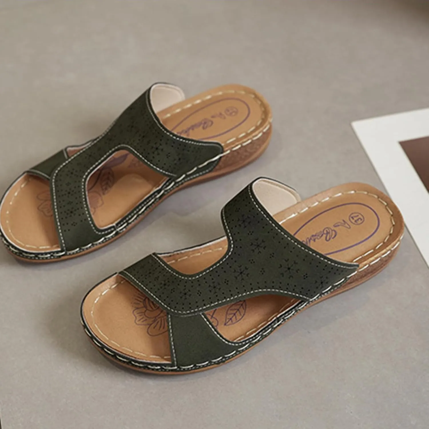 Summer Sandals for Women 2025 with Arch Support Dress Sandals Platform Shoes Slip on Sandal Open Toe Shoes Comfortable Dressy Sandal Soft & Stylish Wedge Slippers for Women 2025