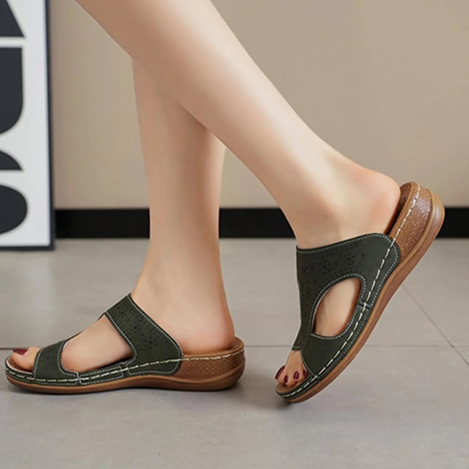 Summer Sandals for Women 2025 with Arch Support Dress Sandals Platform Shoes Slip on Sandal Open Toe Shoes Comfortable Dressy Sandal Soft & Stylish Wedge Slippers for Women 2025