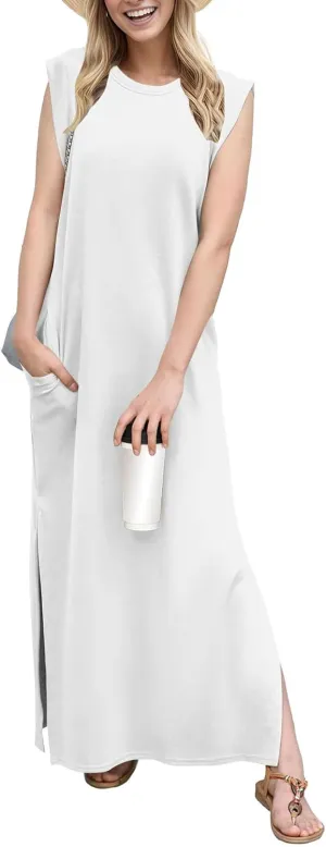 Summer Swim Plus Size Sundress Womens Tanks Loose Fit Solid Dress Women