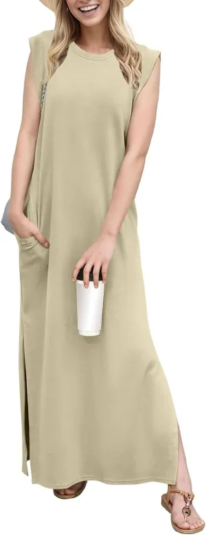 Summer Swim Plus Size Sundress Womens Tanks Loose Fit Solid Dress Women