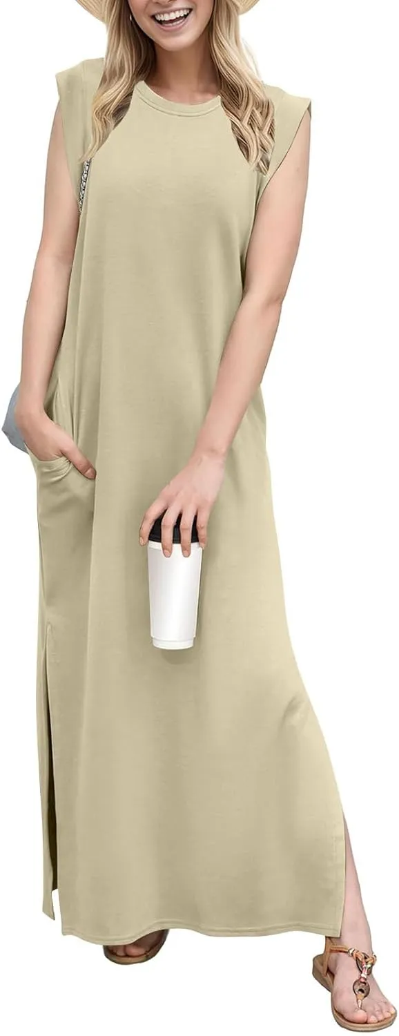 Summer Swim Plus Size Sundress Womens Tanks Loose Fit Solid Dress Women