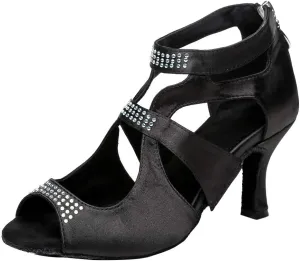 SWDZM Women Rhinestone Dance Shoes Latin Salsa Bachata Ballroom Performance Dance Shoes,Model-YCL369