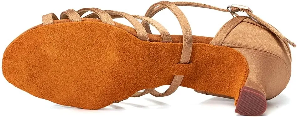 SWDZM Women's Latin Dance Shoes Open-Toe Silk Salsa Tango Ballroom Professional Practice Performance Dance Shoes USWH1213 1217
