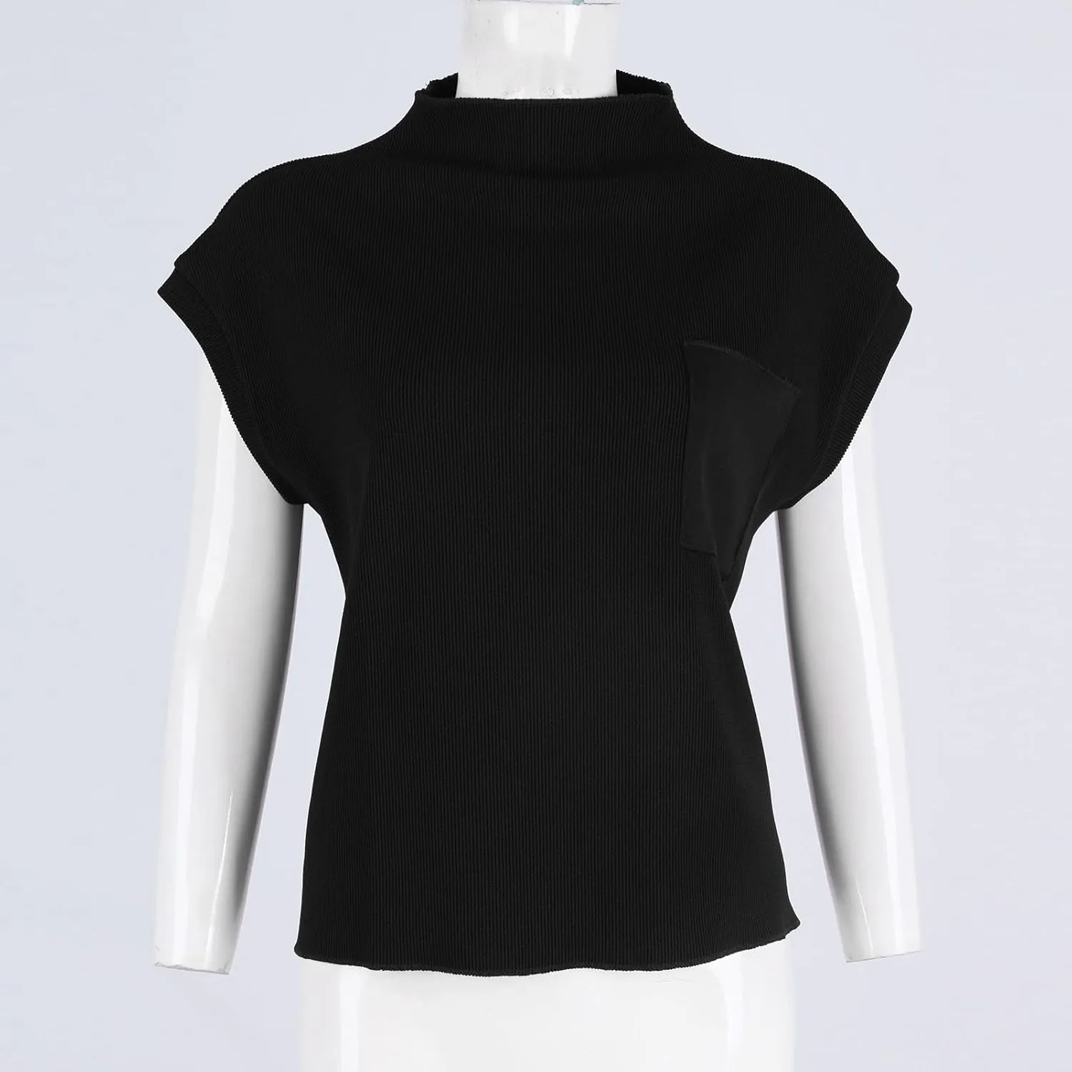 Sweaters for Women Knit Cap Sleeve Sweater Vest Casual Crewneck Short Sleeve Tops Lightweight Pullovers with Pocket