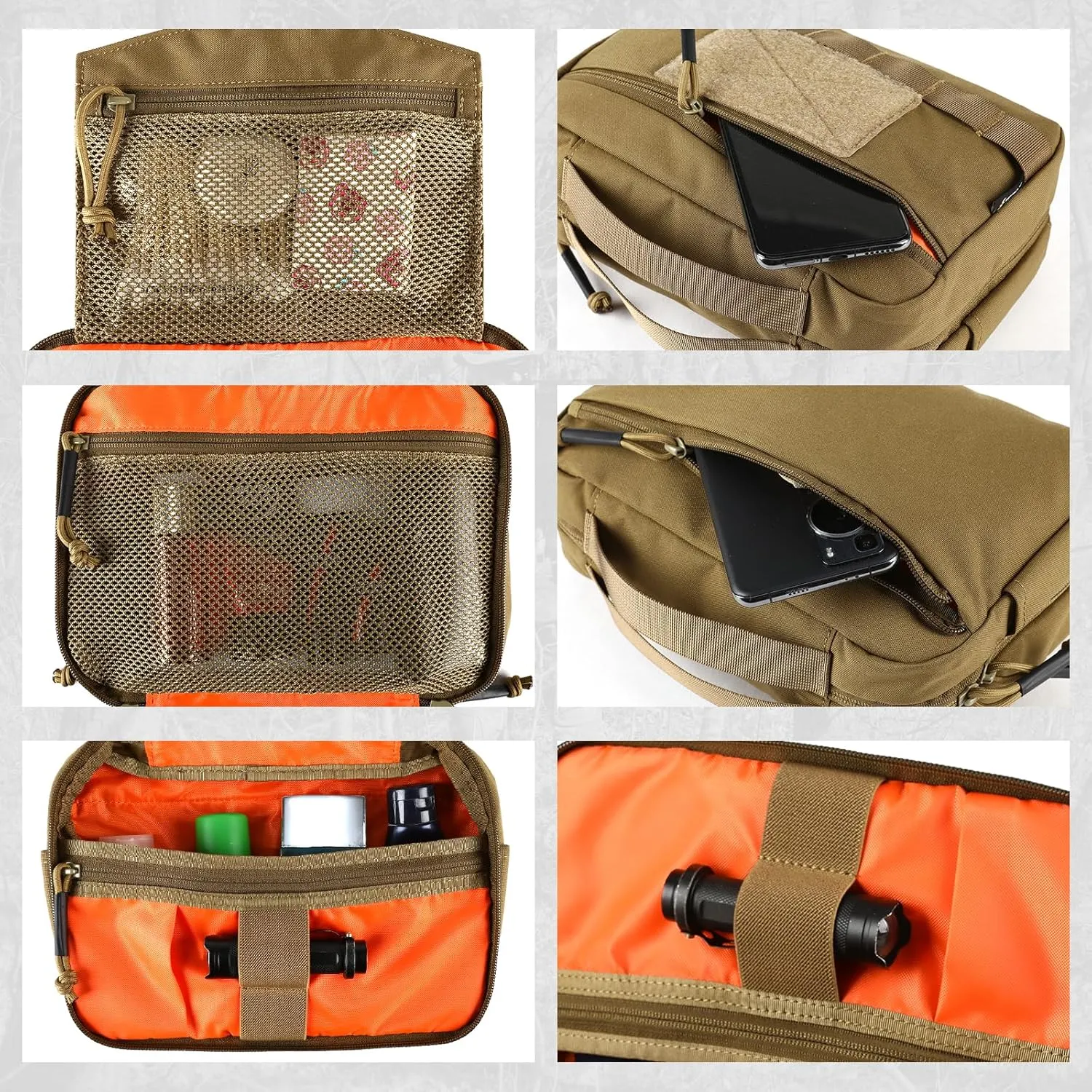 Tactical Toiletry Bag Hygiene Bag EDC Military Tool Molle Pouches Small Dopp Kit Travel Shower Bag for Men