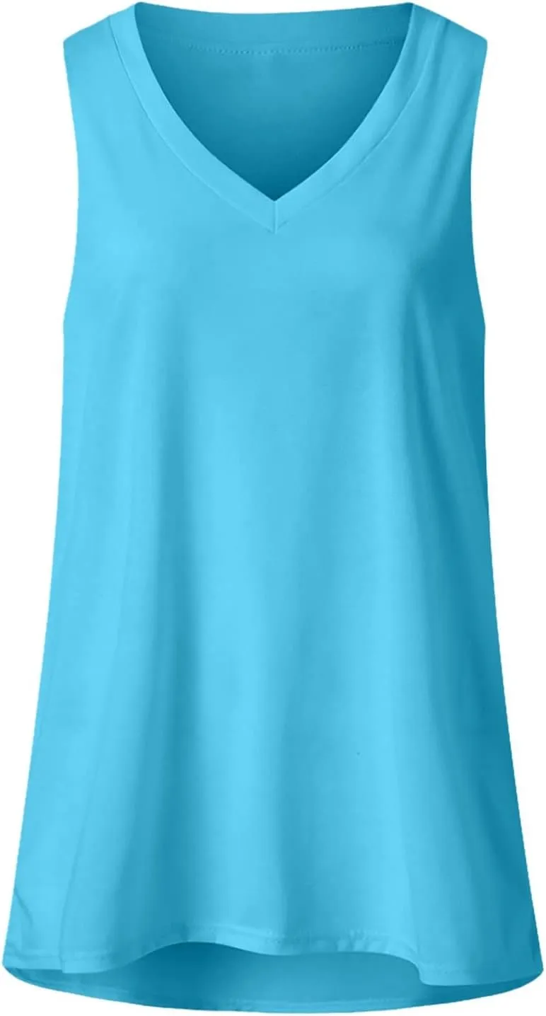 TANGNADE Tank Top for Women V Neck Summer Sleeveless T Shirt Tunic Casual Loose Fit Blouses for Women Dressy Casual