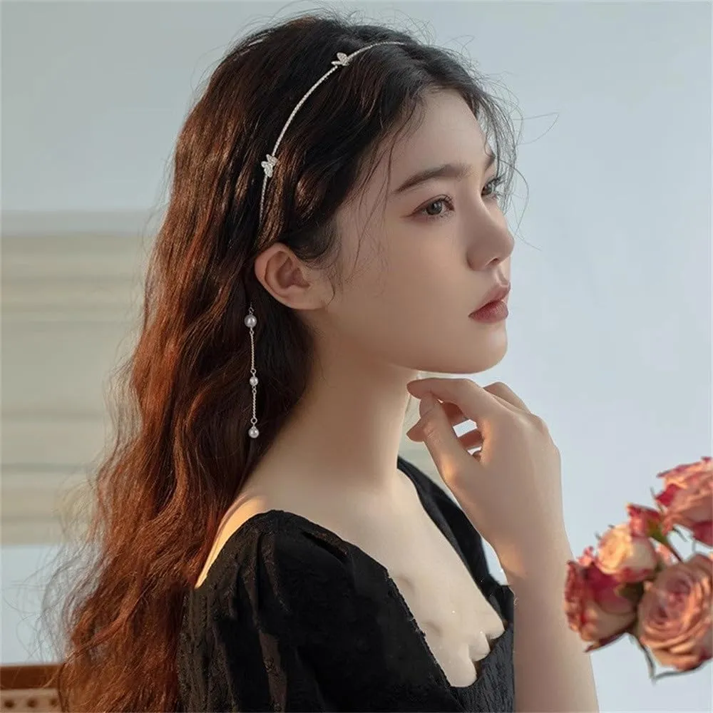 Tassel Headband Fairy Rhinestone Headband Outside Departure Clip Hair Bands for Women