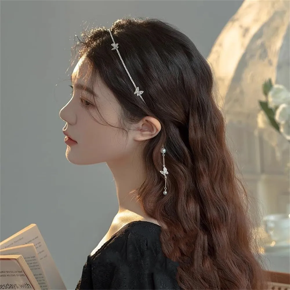 Tassel Headband Fairy Rhinestone Headband Outside Departure Clip Hair Bands for Women