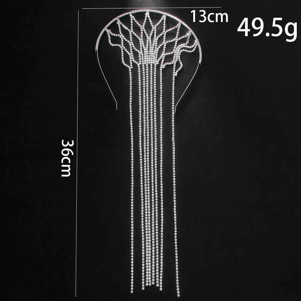 Tassel Headband Female Bridal Headpieces Rhinestone Tassel Hair Bands Hair Bands for Women