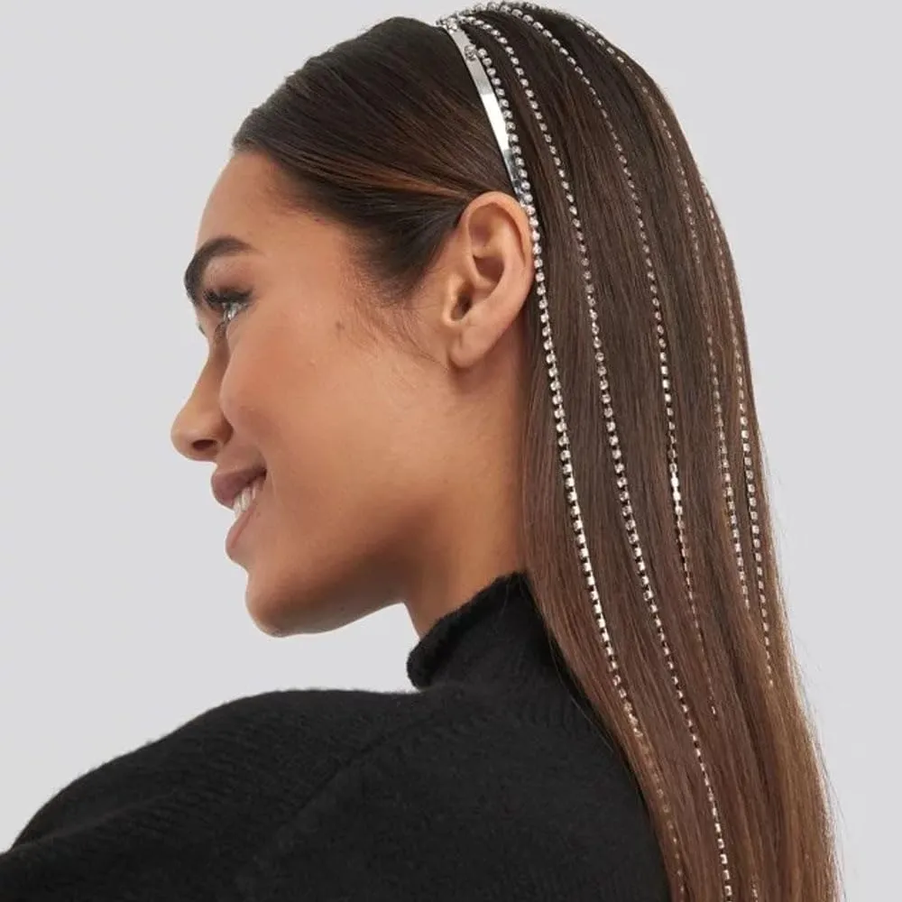 Tassel Headband Female Long Tassel Rhinestone Hair Chain Headband Hair Hair Bands for Women