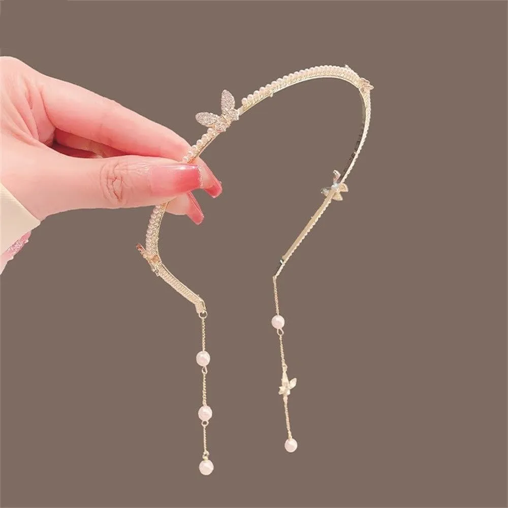 Tassel Headband Women Rhinestone Headband Outside Departure Clip Hair Hair Bands for Women