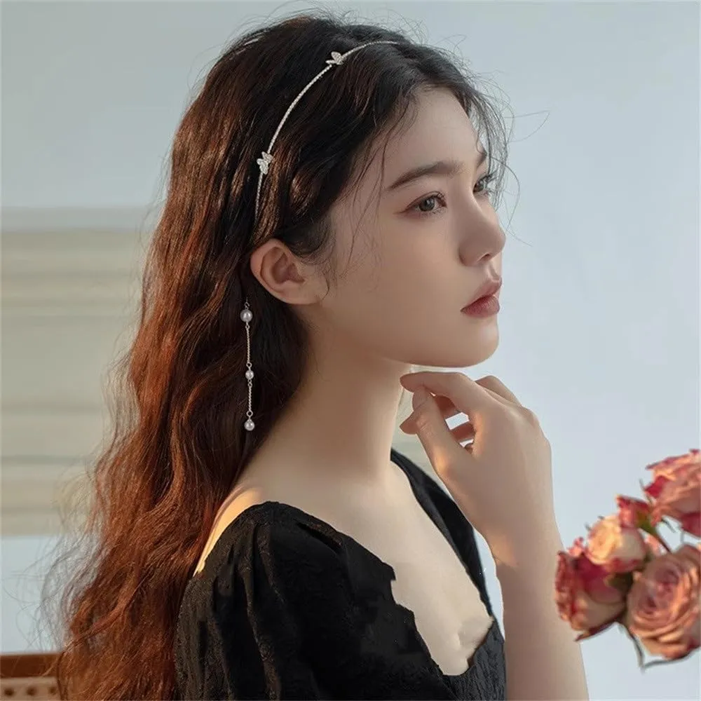 Tassel Headband Women Rhinestone Headband Outside Departure Clip Hair Hair Bands for Women