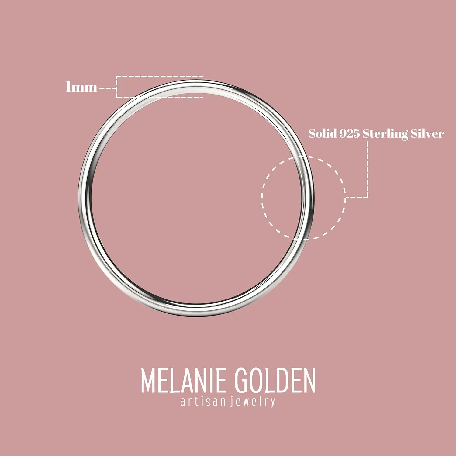 Thin Smooth Stacking 1mm Skinny Ring in Silver, Gold, or Rose Gold | Comfort Fit | Sizes 4-10 (8.5, 925 Sterling Silver)