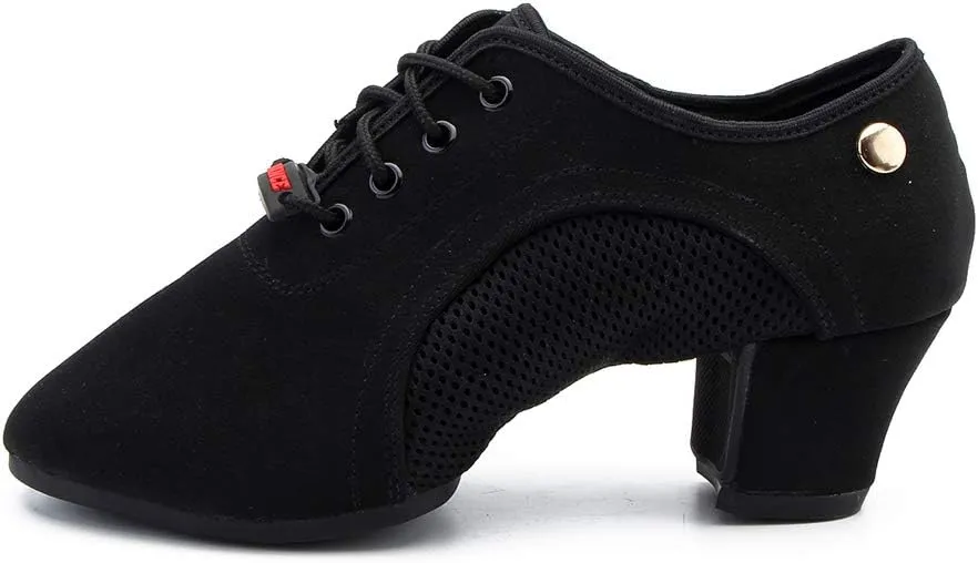 TINRYMX Women Latin Dance Practice Shoes Lace up with Closed Toe Modern Jazz Teaching Oxford Dance Shoes Low Heel,WZSP-NJB