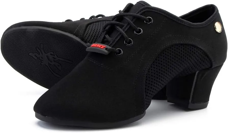 TINRYMX Women Latin Dance Practice Shoes Lace up with Closed Toe Modern Jazz Teaching Oxford Dance Shoes Low Heel,WZSP-NJB