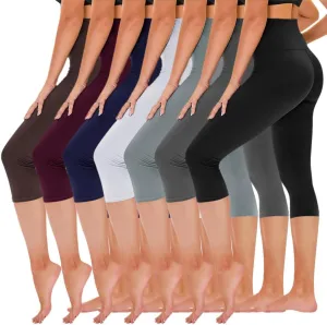 TNNZEET 7 Pack Leggings for Women - High Waisted Yoga Pants with Pockets Black Leggings Women Full Length & Capri