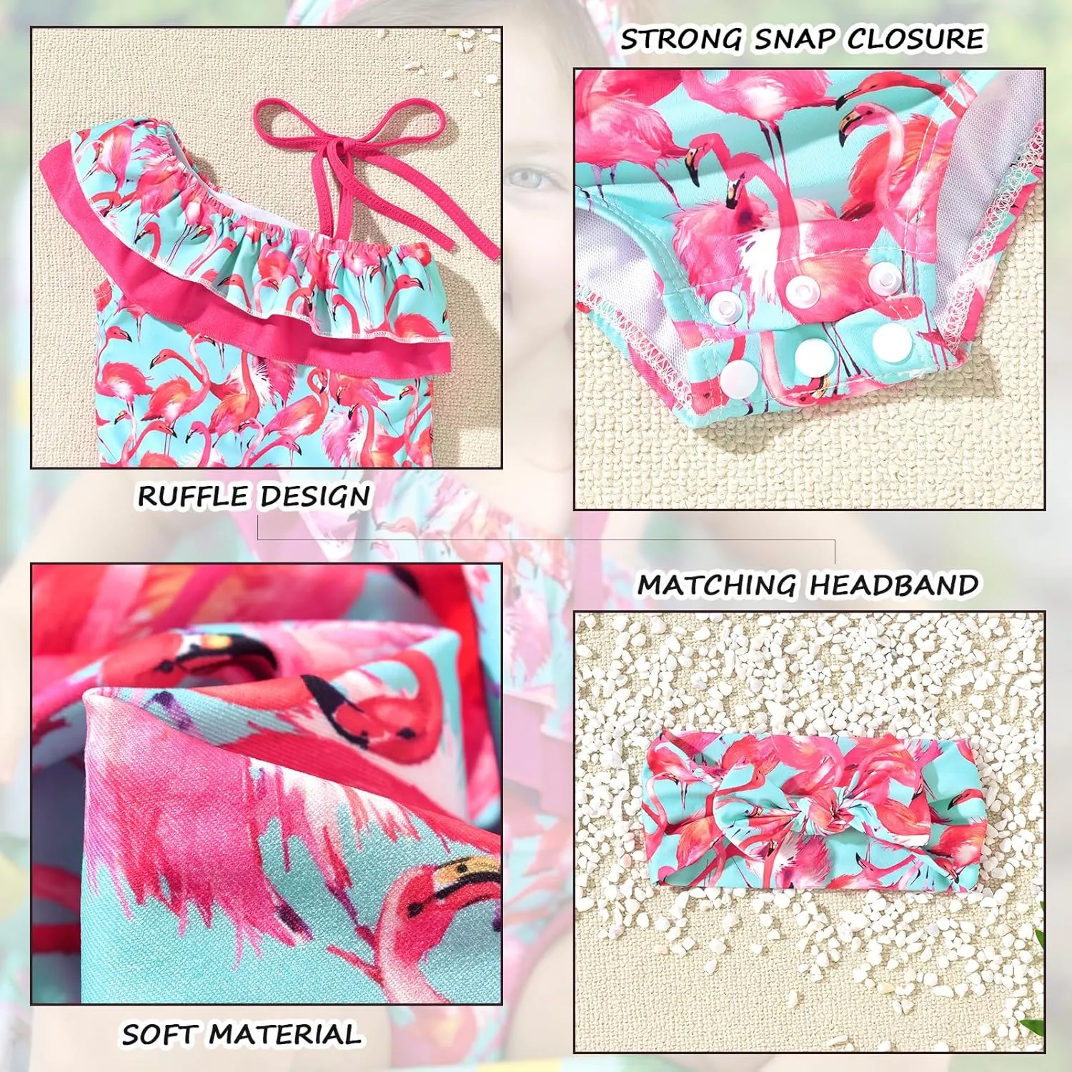 Toddler Baby Girls Ruffles Bikini One Piece Swimsuits Floral Off Shoulder Swimwear Beach Bathing Suit