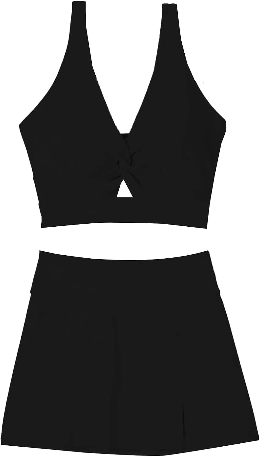 Two Piece Bikini Skirt Swimsuit Beach 2 Piece Bathing Suits for Women Twist Bikini Bras High Waisted Skirts Swimwear