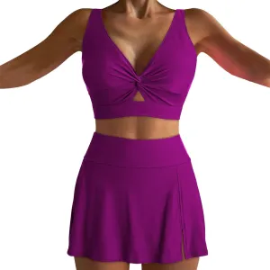 Two Piece Bikini Skirt Swimsuit Beach 2 Piece Bathing Suits for Women Twist Bikini Bras High Waisted Skirts Swimwear