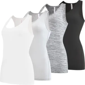 Ultra Performance Womens Athletic Workout Tank Tops 4 Pack Women's Running Shirts Casual Loose fit Gym Tanks for Women