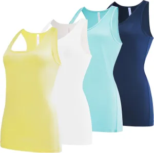 Ultra Performance Womens Athletic Workout Tank Tops 4 Pack Women's Running Shirts Casual Loose fit Gym Tanks for Women