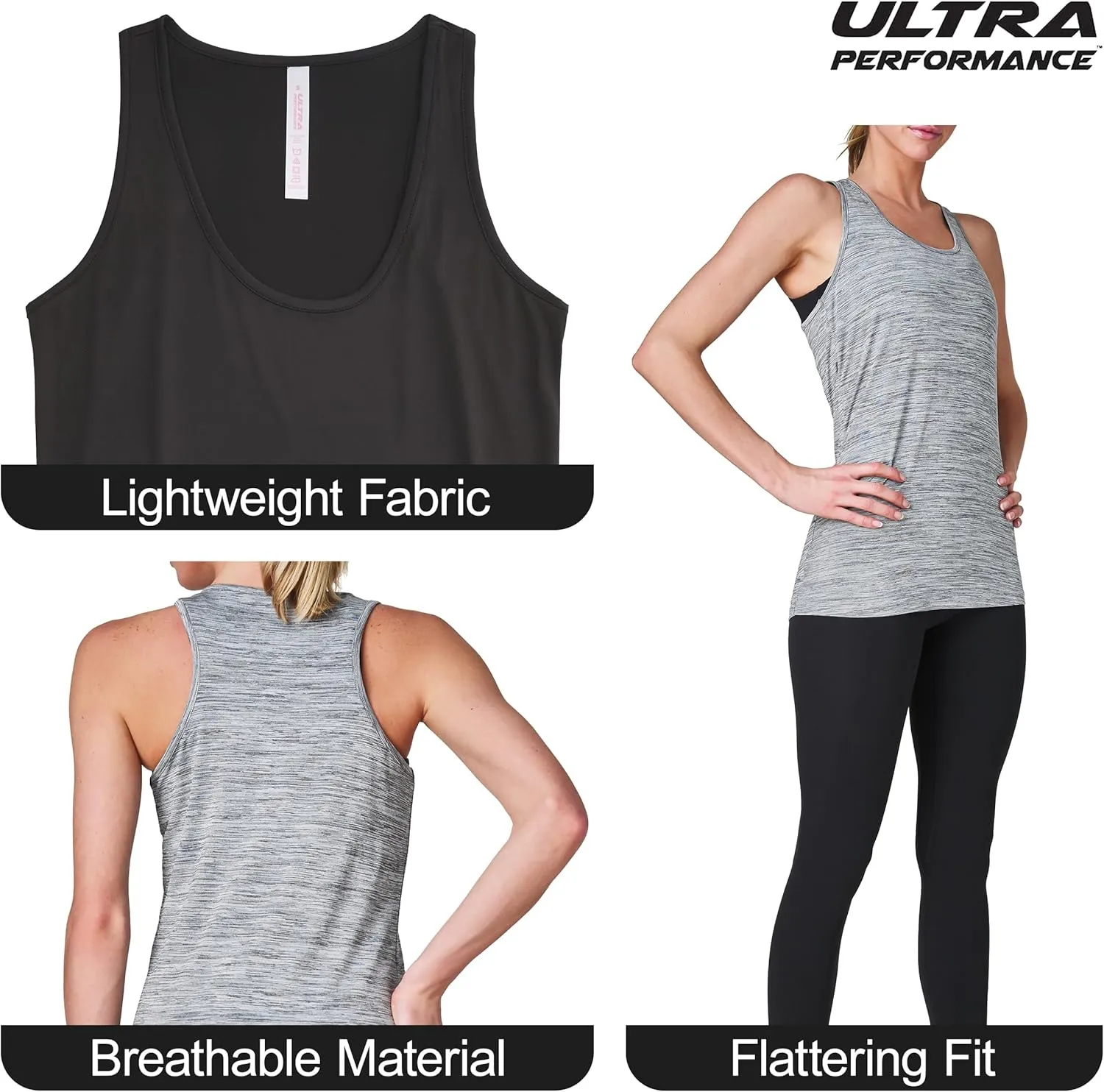 Ultra Performance Womens Athletic Workout Tank Tops 4 Pack Women's Running Shirts Casual Loose fit Gym Tanks for Women