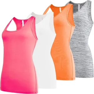 Ultra Performance Womens Athletic Workout Tank Tops 4 Pack Women's Running Shirts Casual Loose fit Gym Tanks for Women