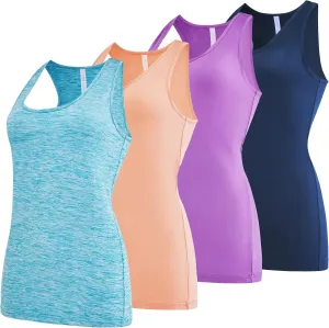 Ultra Performance Womens Athletic Workout Tank Tops 4 Pack Women's Running Shirts Casual Loose fit Gym Tanks for Women
