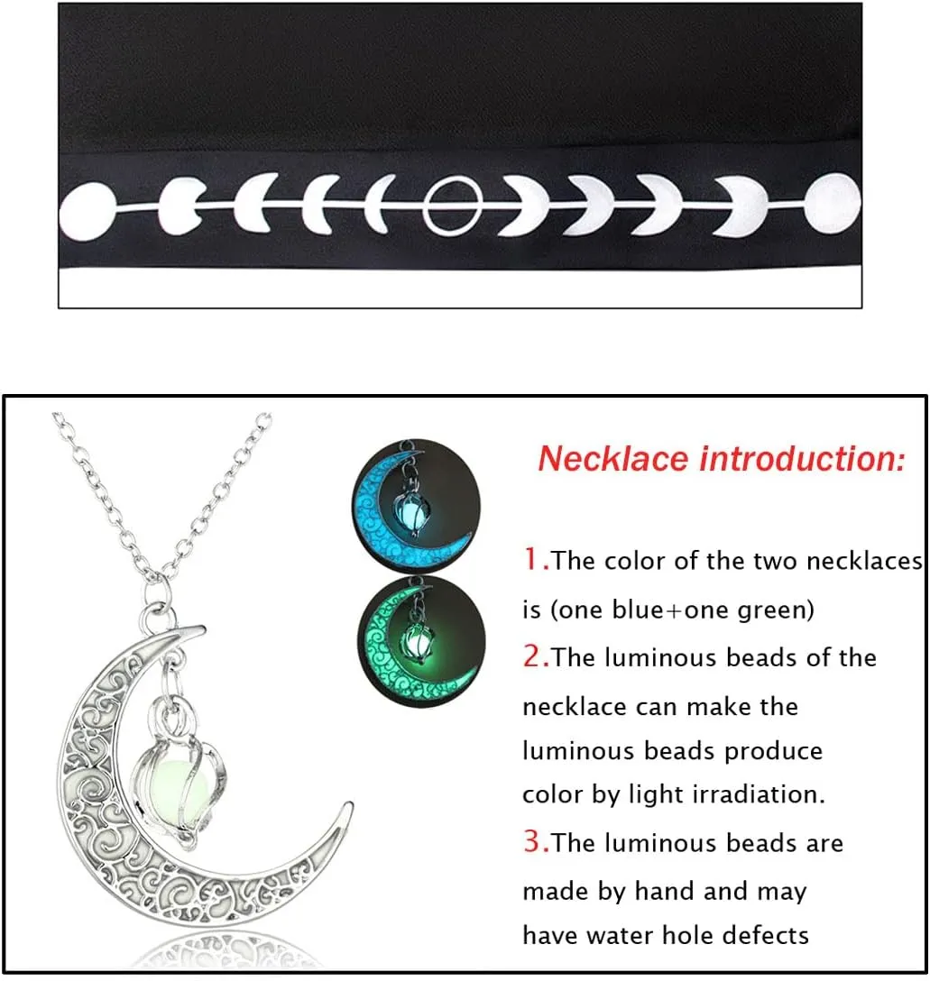 Unisex Moon Phases Print Hooded Cloak Medieval Renaissance Short Cape Cowl Hood Shawl Witch Cosplay Moon Costume