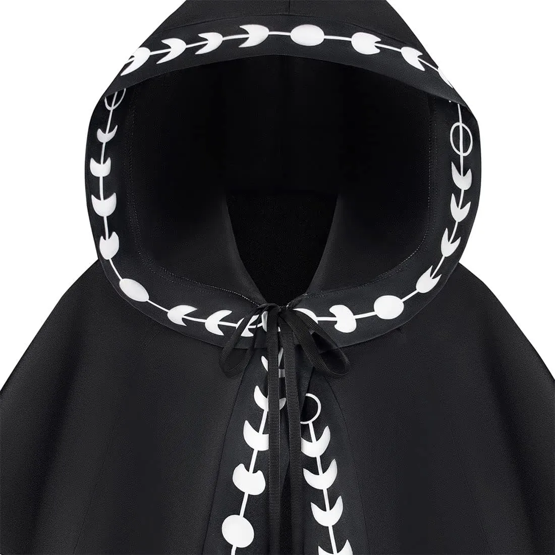 Unisex Moon Phases Print Hooded Cloak Medieval Renaissance Short Cape Cowl Hood Shawl Witch Cosplay Moon Costume